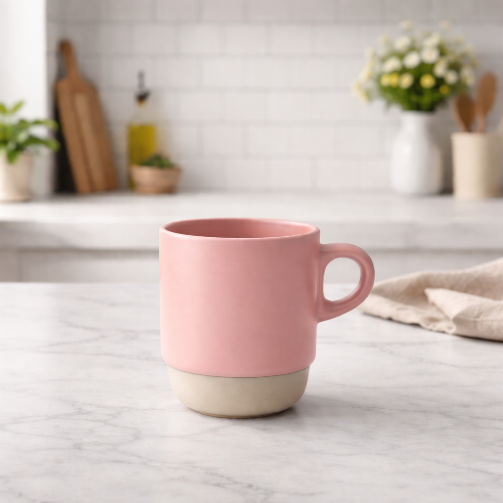 Minimalist Pink Ceramic Mug 300 ml – Modern Matte Coffee & Tea Cup - Habitt