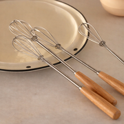 Stainless Steel Wooden Handle Mini Egg Beater – Manual Hand Whisk - Habitt