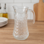 Diamond-Cut Glass Jug 1700 ml with Handle & Spout – Premium Large Water & Juice Pitcher - Habitt