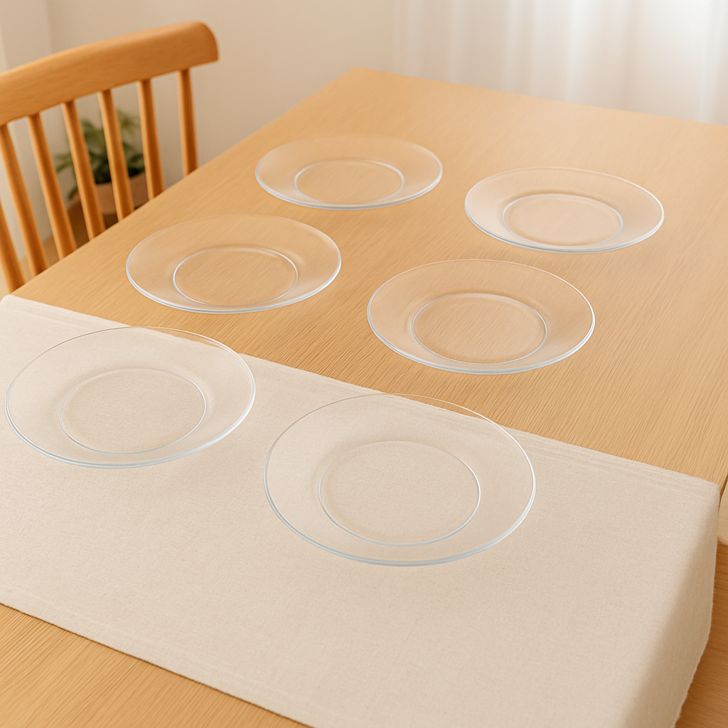 Crystal Clear Pressed-Glass Dessert Plate Set – 6 Pieces, 194 mm (Approx. 7.6″) Diameter