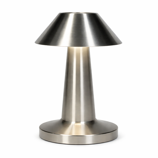 Modern Cone LED Touch Table Lamp – Brushed Metal Dimmable Bedside Night Light - Habitt