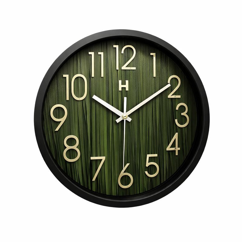 Heritage Bradford Wall Clock 14.5 Inch – Green Textured Dial with Gold Numerals & Modern Classic Style (Plastic)