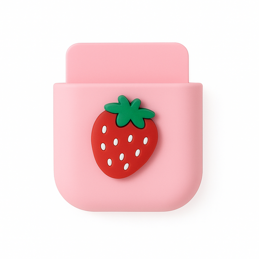 1Pc Assorted Cute Silicone Mobile Holder – Fruit & Cartoon Design Wall Pocket Organizer