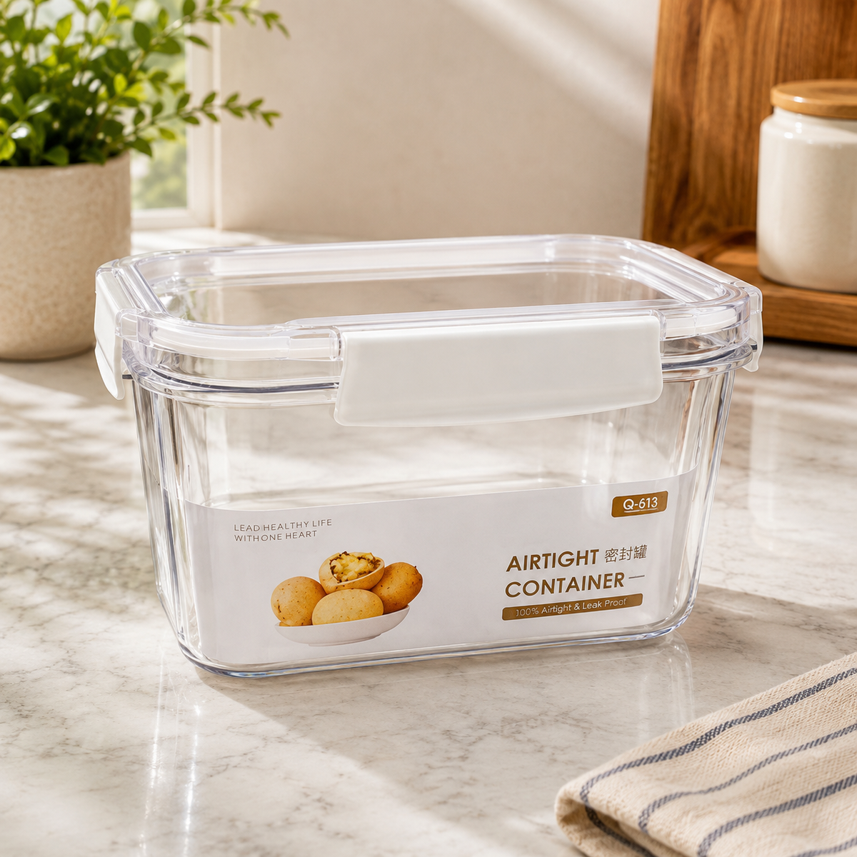 Acrylic Airtight Food Storage Container – Clear Kitchen Organizer with Locking Lid – 1.8L, 2.8L & 3.8L