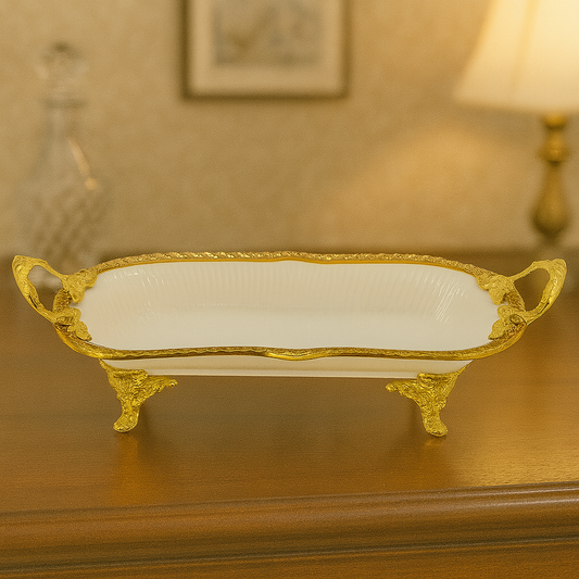 Luxury White Serving Dish Collection – Gold Accents