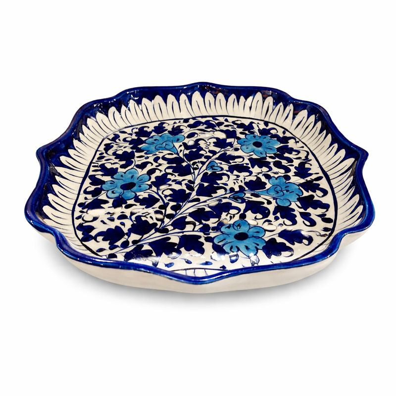 Handcrafted Blue Pottery Dish – Medium Size