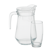 Classic Clear Glass Water Set – 7-Piece Set (1.6 L Jug + 365 mL Glasses) - Habitt