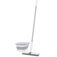 Flat Mop with Squeezer &amp; Silicone Bucket – Easy Clean Floor Mop Set