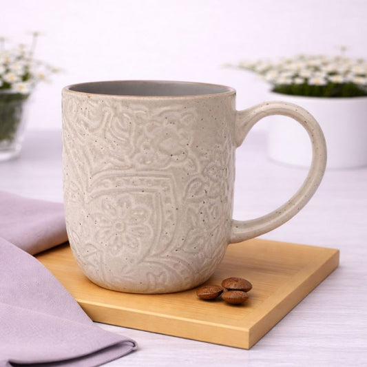 Grey Embossed Ceramic Mug 3 x 4 Inch | Speckled Finish Coffee & Tea Mug