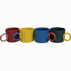 250ML Colour Pop Ceramic Mug – Red, Yellow, Blue & Green Variants with Contrasting Handles