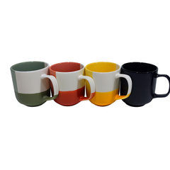 350ML Two-Tone Ceramic Mugs – Stylish Matte Finish in Green, Red, Yellow & Black