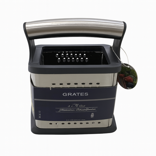 Stainless Steel 4-Sided Box Grater with Comfortable Handle – Multi-Functional Kitchen Grater