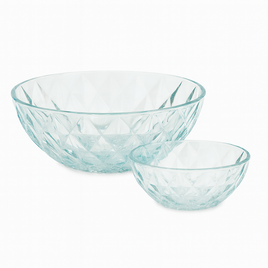 Clear Diamond-Cut Pressed-Glass 7-Piece Fruit Bowl Set – Elegant Serveware Collection