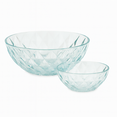 Clear Diamond-Cut Pressed-Glass 7-Piece Fruit Bowl Set – Elegant Serveware Collection
