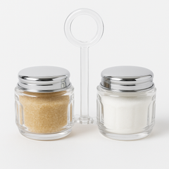 Salt & Pepper Jar Set – 2-Piece Glass Containers with Silver Lids & Holder