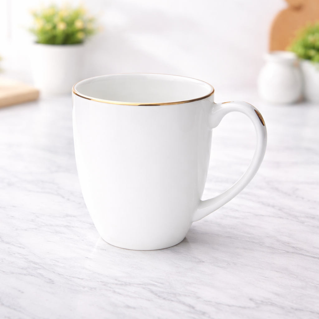 Classic Bone Mug – White with Gold Rim Detail - Habitt
