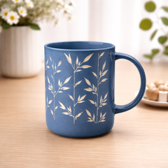 450ml Blue Porcelain Mug – Elegant Printed Coffee Mug - Habitt