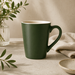 Sage Green Ceramic Coffee Mug with White Rim – Modern Minimalist Tea & Coffee Cup for Everyday Use - Habitt