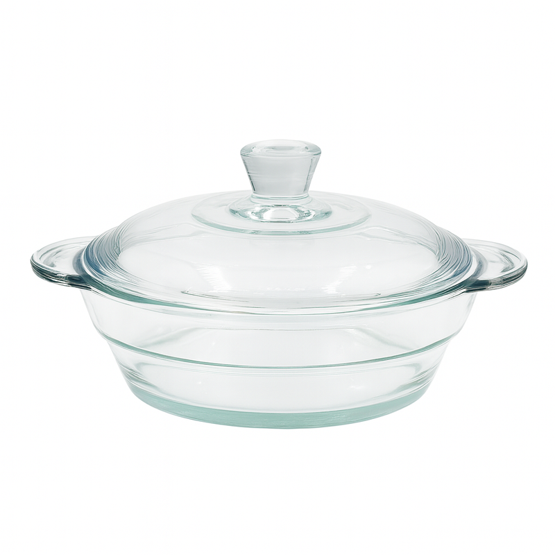 Clear Glass Casserole with Lid – Heat-Resistant Round Cooking & Serving Dish (750 ml / 1 L / 1.5 L) - Habitt