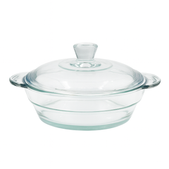 Clear Glass Casserole with Lid – Heat-Resistant Round Cooking & Serving Dish (750 ml / 1 L / 1.5 L)