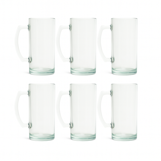 Clear Heavy-Base Glass Juice Mug 400 ml with Handle – Set of 6 | Durable Everyday Drinkware for Home & Café
