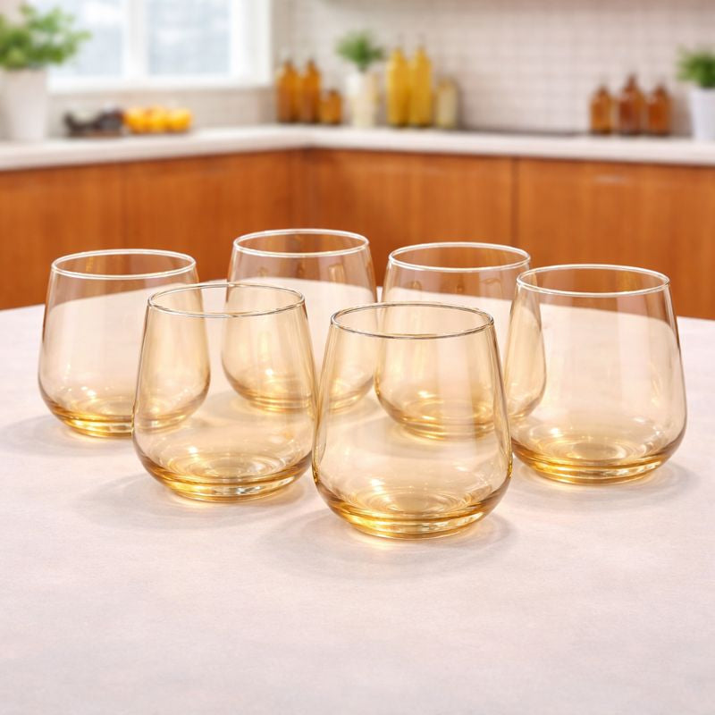 6Pcs Tumbler Set 410ml –  Glass Drinking Tumblers