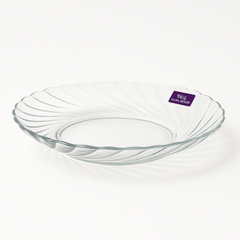 Clear Swirl-Pattern Pressed-Glass Soup Plate Set – 6 Pieces, 234 mm Diameter