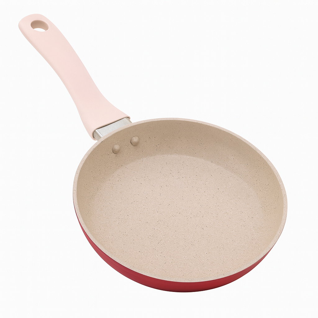 16cm Non-Stick Marble Coating Fry Pan – Compact Red Skillet with Soft-Touch Handle | Durable Aluminum Pan for Everyday Cooking (Model 100329)