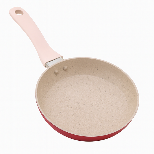 16cm Non-Stick Marble Coating Fry Pan – Compact Red Skillet with Soft-Touch Handle | Durable Aluminum Pan for Everyday Cooking (Model 100329)