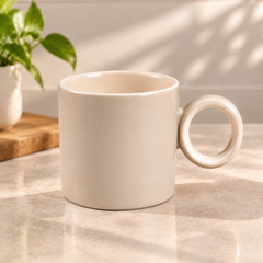 Ring Handle Mug Grey | Ceramic Coffee Cup