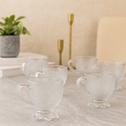 Clear Textured Glass Cup Set – 210ml (Set of 6) - Habitt