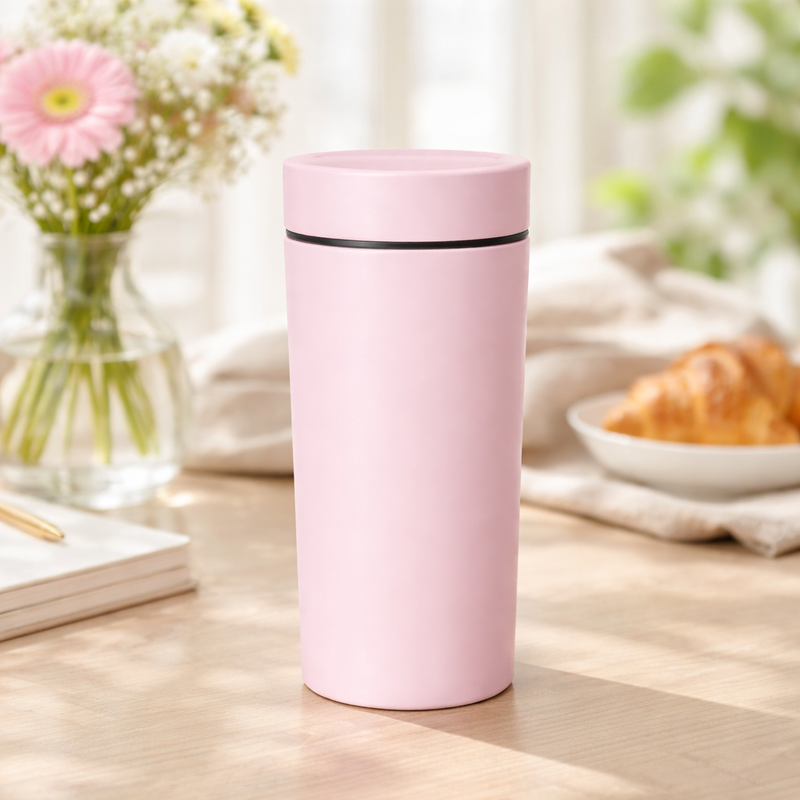 Temperature Controlled Glass Water Bottle with Smart Lid – Sleek Pink Insulated Travel Bottle - Habitt