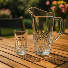 Star-Cut Luxury Glass Water Set – 7-Piece Set (1.58 L Jug + 278 mL Glasses)