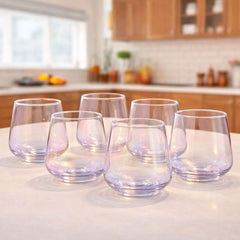 6Pcs Tumbler Set 410ml – Clear Glass Drinking Cups for Water & Beverages