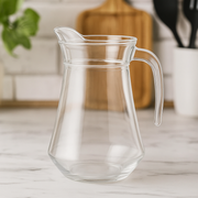 1300 ml Clear Glass Beverage Jug – Stylish 1-Piece Drink Pitcher with Ergonomic Handle 1.3 L - Habitt