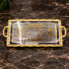 Luxury Tray Set 3PCS – Decorative Serving Trays with Gold Handles - Habitt
