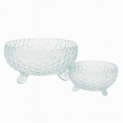 Clear Bubble-Pattern Footed 7-Piece Fruit Bowl Set – Elegant Pressed-Glass Design - Habitt