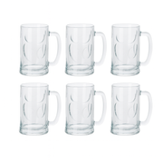 Textured Clear Glass Juice Mug with Handle 400 ml – Set of 6 | Premium Patterned Drinkware for Home & Café - Habitt