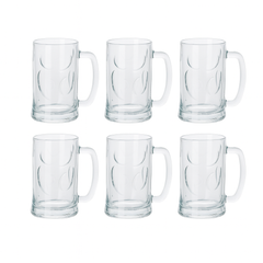 Textured Clear Glass Juice Mug with Handle 400 ml – Set of 6 | Premium Patterned Drinkware for Home & Café