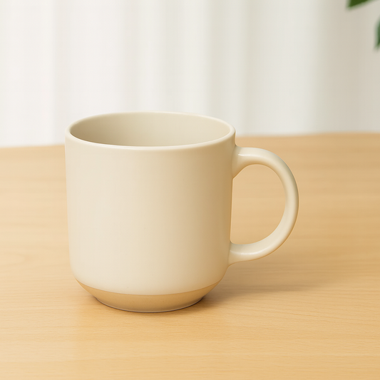 500ML Ceramic Mug with Raw Base – White