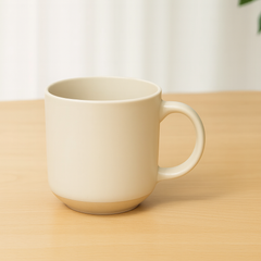 500ML Ceramic Mug with Raw Base – White