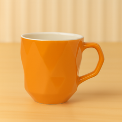 Orange Geometric Ceramic Coffee Mug –& Modern Faceted Cup