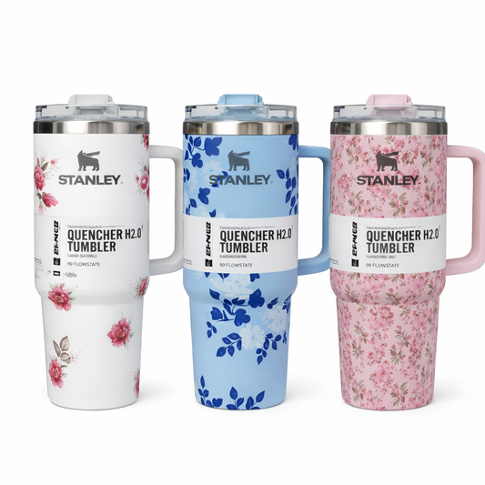 Stanley Tumbler Floral Pattern 1200ML – 40oz Insulated Quencher H2.0 Travel Mug - Habitt