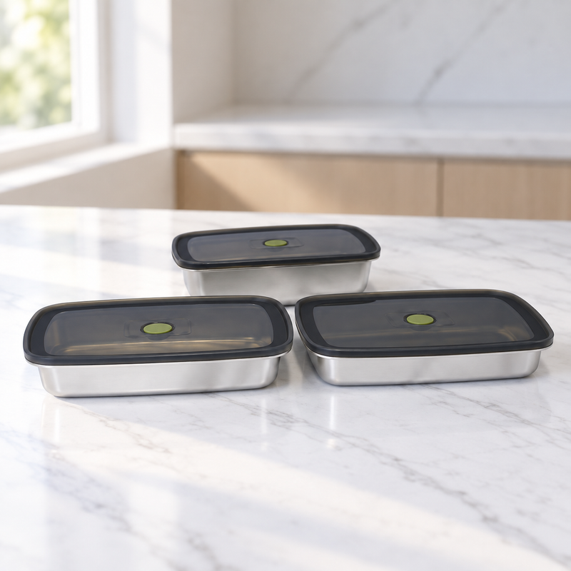 Steel Storage Box 3PCS Set – 1000ml, 1200ml & 1600ml