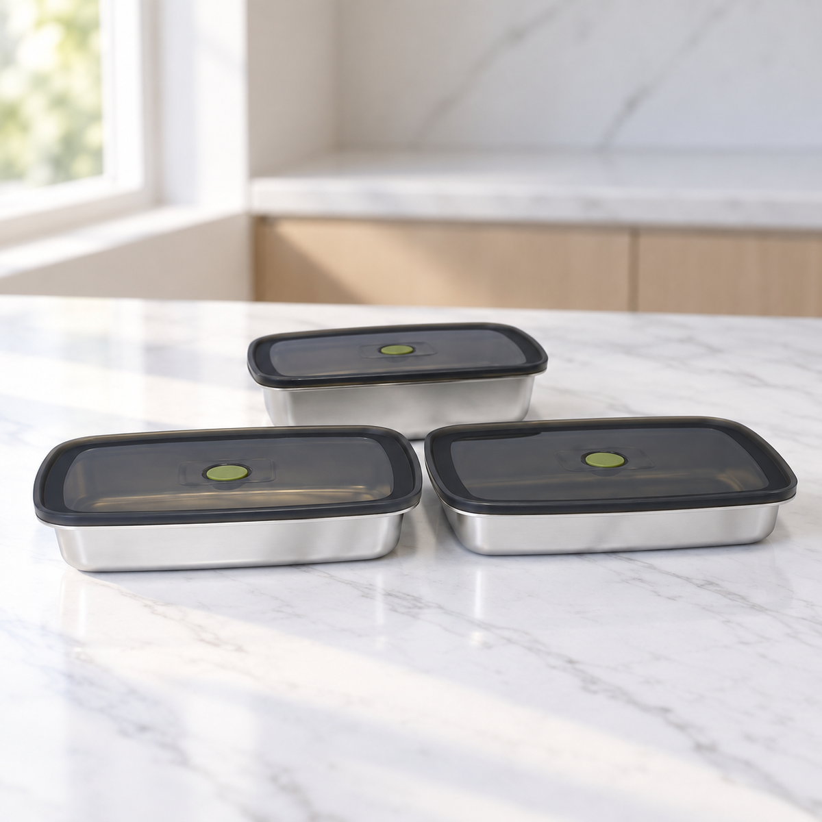 Steel Storage Box 3PCS Set – 1000ml, 1200ml & 1600ml