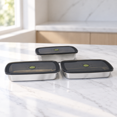 Steel Storage Box 3PCS Set – 1000ml, 1200ml & 1600ml
