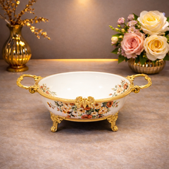 Candy Pot – Elegant Floral Covered Serving Bowl (36.5x21cm) - Habitt