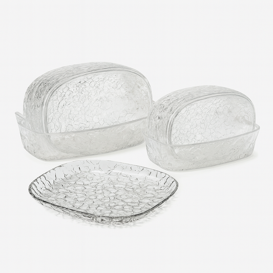 8-Piece Crystal Design Snack Plate Set – Elegant Small Serving Dishes for Snacks, Fruits & Desserts | Transparent Textured Plate Set&nbsp;