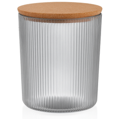 Storage Box with Wood Lid – 1.5L Premium Ribbed Container for Kitchen & Home Organization