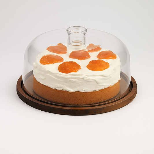 Wood & Glass Cake Stand with Dome Cover | Elegant Cake Dish for Serving and Display